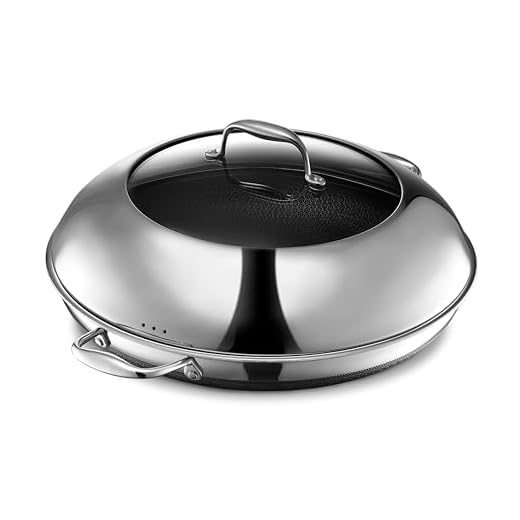 HexClad Cookware 14 Inch Stainless Steel Frying Pan and Steel Lid with Stay Cool Handles, Non-Toxic, Dishwasher and Oven Safe