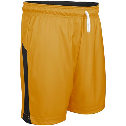CHAMPRO Swish Reversible Basketball Shorts, Men's X-Large, Gold, Black