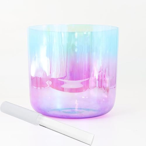 8 Inch Alchemy Crystal Singing Bowl Blue Purple Gradient, Alchemy Chakra Bowl, Gift For Yoga Meditation & Sound Healing, With Free Acrylic Striker & O-ring(C Note)