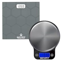 INEVIFIT Bathroom Scale & Digital Kitchen Scale Fitness Bundle, Complete Body Composition and Nutrition Tracking Solution with Batteries Included
