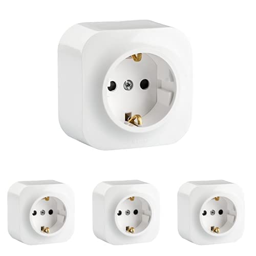 Legrand, Aufputz-Steckdose (1-Fach), 2-polig mit Schutzkontakt und Kinderschutz zur Montage auf der Wand, 782420, 4er Pack