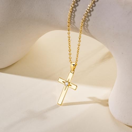 Cross Necklace 14K Gold Cross Necklaces for Women with Cubic Zirconia Wearable Lucky Charm Gold Crosses Chain Pendant for Women4