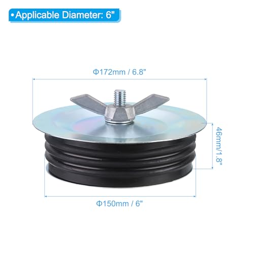 Image of PATIKIL 150mm Sewer Cleanout Cap, Steel Mechanical Test Plug Expansion Pipe Plug Sewer Cleanout Cover Durable Sewer Pipe Plug Fit for Most Pipes Sink Pools, Black
