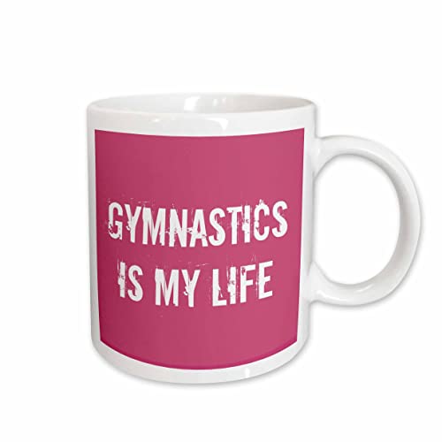 3dRose mug_195360_1 Gymnastics Is My Life Pink White Ceramic Mug, 11-Ounce