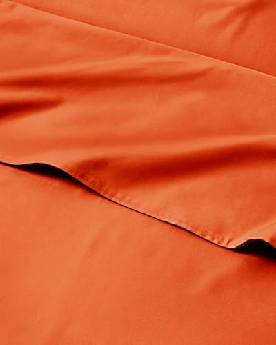 Image of Kids Twin Size Bed Sheet Set - 3 Piece Kids Loft Bed Sheets - Solid Orange Themed Bedding - Soft, Cute and Cozy - Breathable and Machine Washable - Bedding for Boys, Girls, Teens & Toddlers - Oeko-Tex