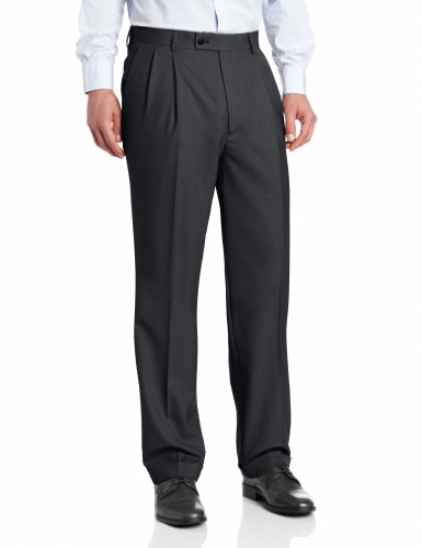 Louis Raphael Men's LUXE 100% Wool Straight Fit Pleated Cuffed Pant
