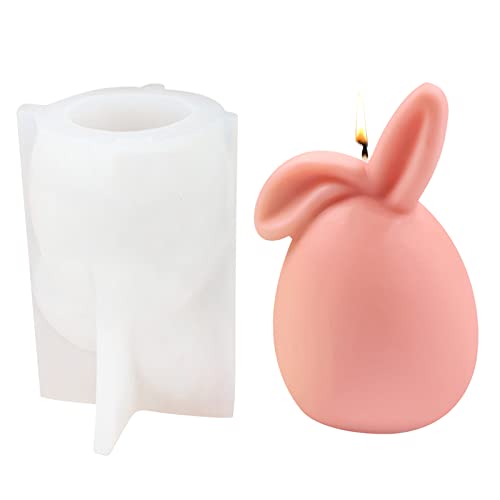 Molde de silicona de conejo de Pascua 3D con forma de conejo de Pascua para velas, molde de silicona para hornear orejas de conejo, velas de cera de soja, regalos de Pascua Cover
