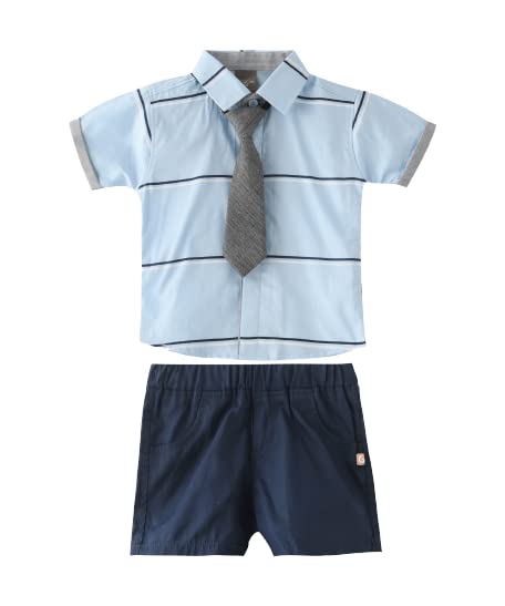 Little KangaroosBaby Boys 2 Pcs Formal Set , Sky Blue/Navy - ROGSS2222221A