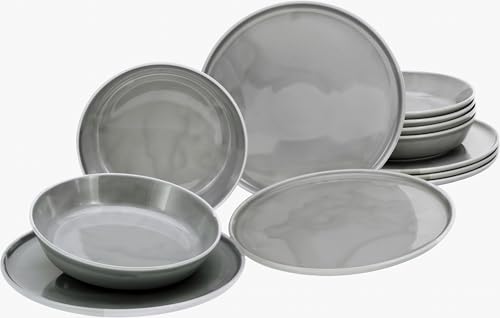 CreaTable, 16735, Serie Chef Collection, 12-teiliges Geschirrset für 6 Personen, Tafelservice aus Porzellan, spülmaschinen- und mikrowellengeeignet, Made in Europe
