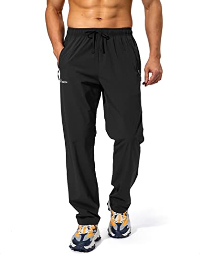 Pudolla Men's Workout Athletic Pants Elastic Waist Jogging Running Pants for Men with Zipper Pockets2