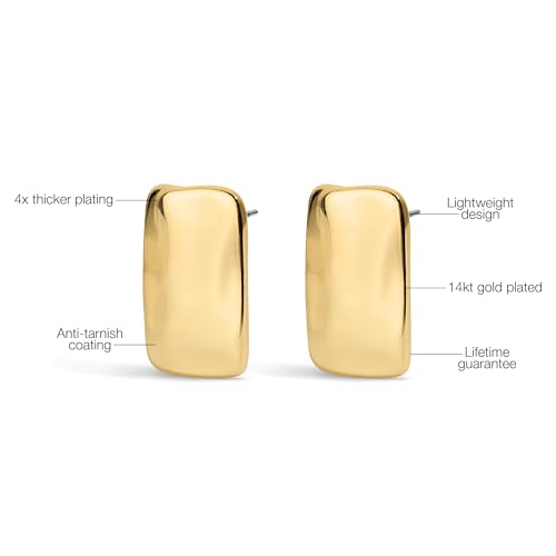 Electric Picks Supermodel Earrings - Bold 14kt Gold Plated, Lightweight Statement Earrings, 90s Inspired Flat Earrings, 0.8'' x 0.5 for Women3