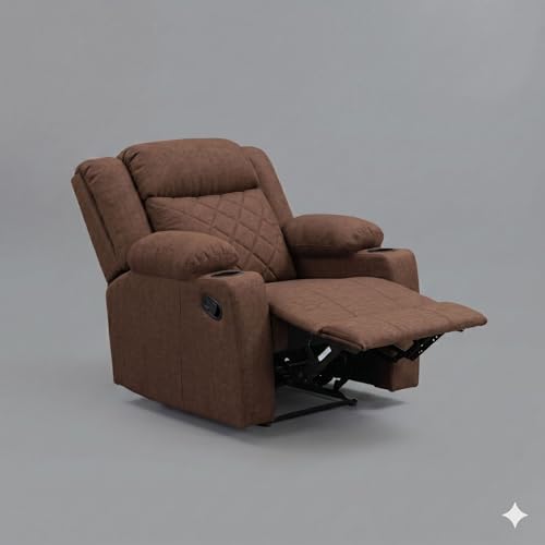 Image of Amazon Brand - Solimo Cosmo | Single Seater Sofa Recliner | Manual Recliner (Velvet Brown) | 1 Year Warranty