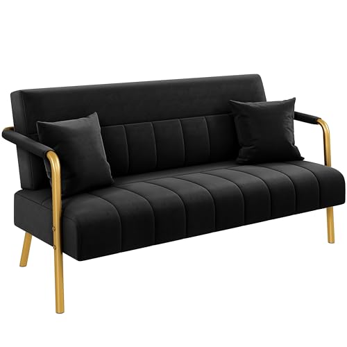 Divano per 2 Persone: Questo divano imbottito di 143,5 cm x 71,5 cm x 75,5 cm offre uno spazio confortevole per due persone. Il supporto a molle a forma di S con spugna ad alta densità offre una guida confortevole. Include 2 cuscini per trascorrere piacevoli momenti con gli amici