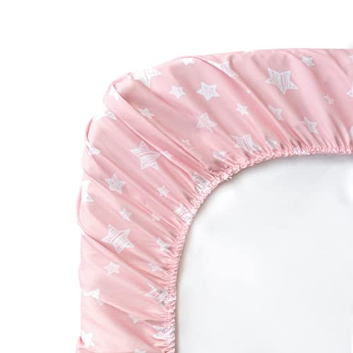 Bedside Sleeper Bassinet Sheets 2 Pack Compatible With Mika Micky & Miclassic & Milliard Bassinet, Fit Most Bedside Sleeper Bassinet Mattress, Pink&White #TOP5
