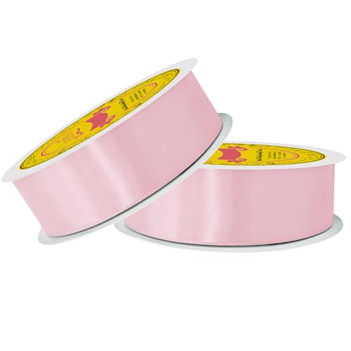 Image of 100 Yards Light Pink Satin Ribbon Polyester Ribbon for Gift Wrapping Very Suitable for Weddings Party Hair Bow Invitation Decorations and More(1-1 /2 inch X 50Yards X 2 Roll)