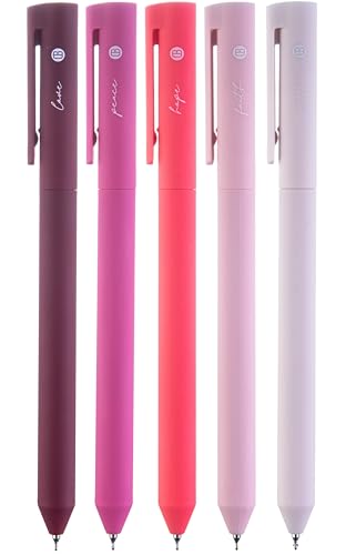 Image of DIVERSEBEE Gel Ink Pens Assorted Colors, 0.5 mm Fine Point, Bible Pens No Bleed Through with Cute Fine Tip, Bible Study Journaling Supplies Set, 5 Pack (Pink)