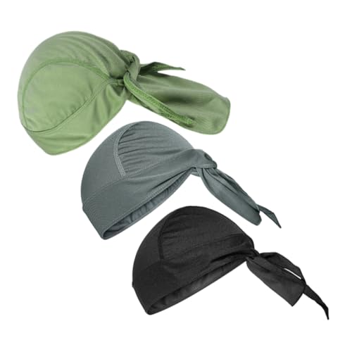 BESPORTBLE 3Pcs Quick Dry Breathable Skull Caps for Men and Women Cooling Helmet Liners Sweat Wicking Head Wraps for Cycling and Outdoor Activities