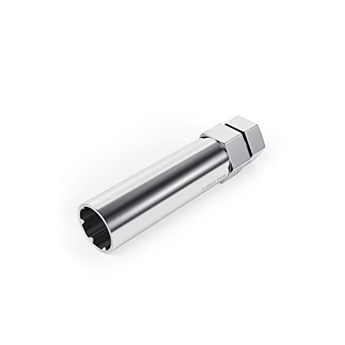 Image of StanceMagic 7 Point Spline Drive Tuner Socket Key Tool - Silver 1pc | For 7 Spline Wheel Lock Lug Nuts, 20mm Inner Diameter, Thin 23.5mm Outer Diameter. Has 19mm, 3 /4 inch, 21mm, 13 /16 inch Hex Head