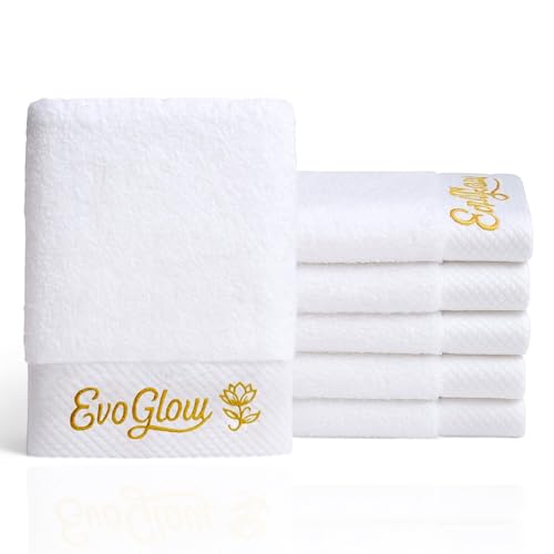 100% Natural Cotton Face Towels – 5 Pack (13”x13”) – Hotel Quality, Ultra Soft, Hypoallergenic, OEKO-TEX Certified – Non toxic, Chemical free, White with Embroidered Logo
