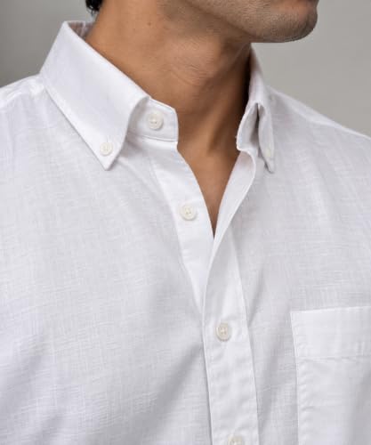 SCRTCH Men's Boxy Fit Cotton Casual Shirt, Full Sleeve, White - Image 5