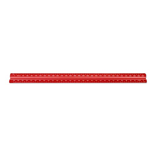 Image of Alumicolor Aluminum Engineer Metric Solid Drafting Scale, 30 Centimeter, Red