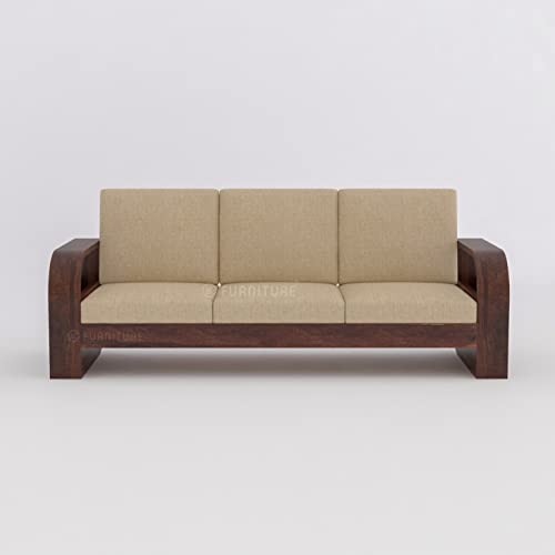Image of K L FURNITURESolid Sheesham Wood Sofa Set 5 Seater (3+1+1) For Living Room | Termite Free |Wooden Sofa Set Furniture Sofa 5 Seater Living Room Home | Sofa Set (Brown Finish)