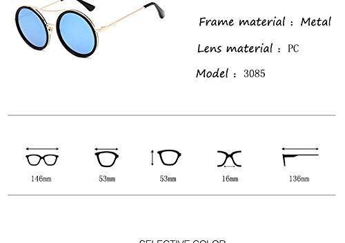 BLAZE | Ronde Randloze Zonnebril, Zwart Glas, Gouden montuur | Diamond