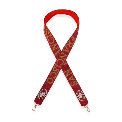 Lashicorn Beaded San Francisco Purse Strap Red and Gold Game Day Clear Handbag Replacement Strap Stadium Football 48” Gold Hardware Clips for Clear Bag