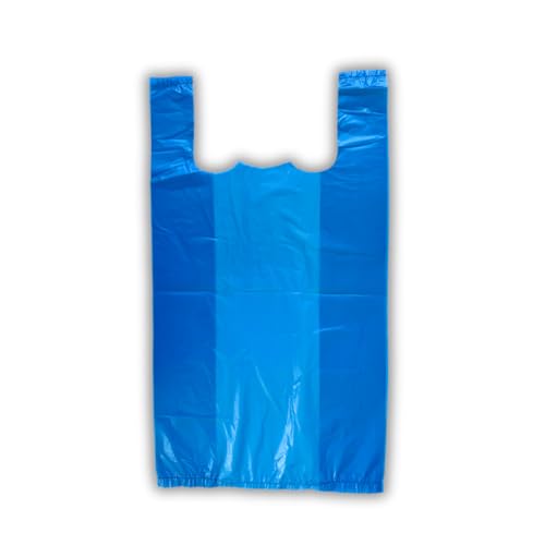 NORTHHAND Hemdchentragetaschen 100 Stück 30+20x60cm Blau Extra Stark Einkaufstüten Plastiktüten