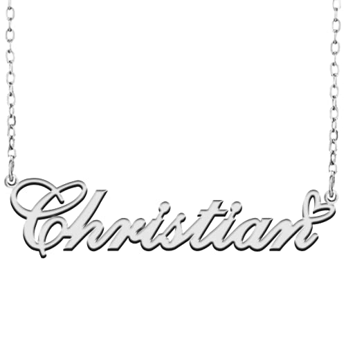 RONKAHSHOW Christian Custom Pendant Name Necklace Customized Personalized with Heart Necklace Best Gift for Women New Year Birthday Mother’s day Christmas wedding Party S