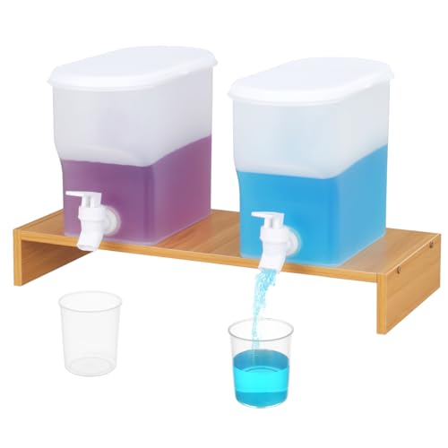 El Mejor Listado de Lavasecadoras IMIKEYA que puedes comprar esta semana. 43 2 dispensadores de detergente líquido para ropa de 127 onzas líquidas con estante de madera y taza medidora graduada para organización y almacenamiento de lavaderos