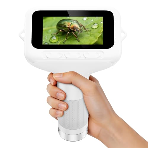 Aspoven 1000X Handheld Digital Kids Microscope with 3.0" IPS Screen, USB-Powered STEM Educational Science Toy with 8 LED Lights & Photo/Video Capture, Portable Learning Gift for Boys & Girls(White)