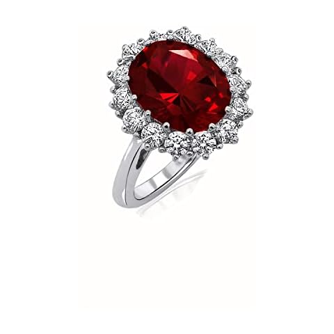 Anillo de plata de ley chapada en platino con rubí creado con elementos infinitos y circonita cúbica Cover