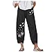 Damen Leinenhose Lange Baumwolle Sommerhose Leinen Bequeme Freizeithose Strandhose Loose Einfarbig Hose mit Gummizug Langehose Strandhose Beiläufig Weich Haremshose Yogahose Jogginghose Sporthose