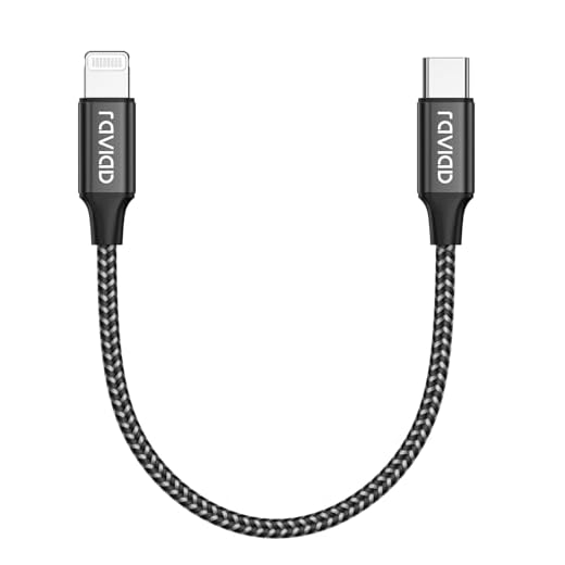 RAVIAD Cable USB C a iPhone Corto 0.15M, MFi Certificado Cable iPhone Cargador nailon trenzado PD Rápida Tipo C a Phone 14/13 Pro Max/13 Mini/12 Pro/11/SE 2020/XR/XS/X/8/8 Plus- Negro