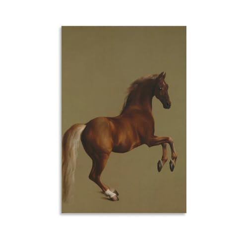 鹿毛の赤い馬キャンバスポスター壁アートの装飾リビングルームの寝室の装飾のための絵画の印刷キャンバスポスター寝室の装飾スポーツ風景オフィスルームの装飾ギフト 12x18inch(30x45cm)