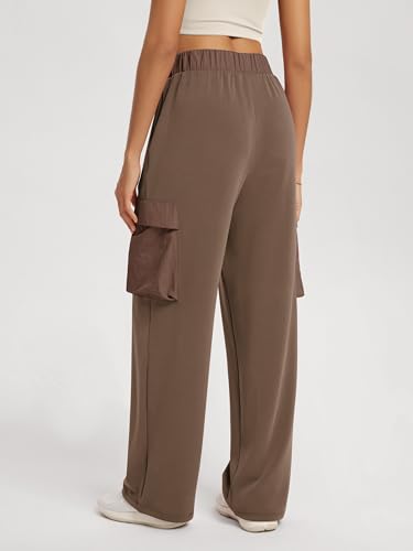 ODODOS Women's Modal Soft Wide Leg Cargo Pants with Pockets Adjustable Shockcord High Waist Loose Jogger Pants3