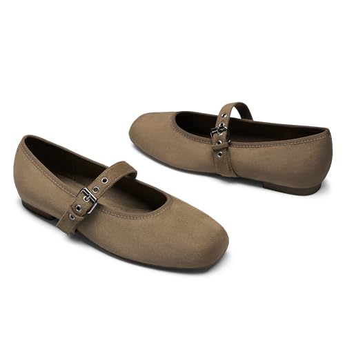 Image of Rihero Mesh Ballet Flats for Women Square Toe Mary Jane Flats Comfortable Casual Ballerina Shoes