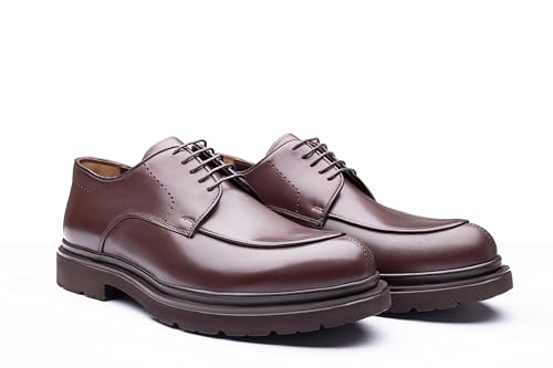 Image of Men's Black Leather Derby Shoes - Handmade Premium Design with Lightweight Comfort Sole