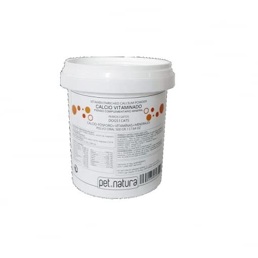 PETNATURA Calcio Vitaminado para Perros, Cachorros, Gatos y Gatitos, Suplemento Alimenticio en Polvo, Envase 500 gr
