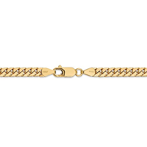 Cadena cubana sólida de oro amarillo 14k 5mm con broche miniatura 3