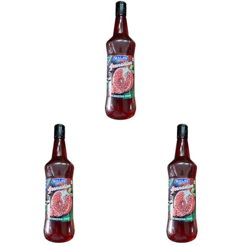 Image of Mala's Fruit Mocktail Syrup Grenadine Cordial 750ML Bottle | Mixer for Shakes, Cocktails, Drinks, Sharbat, Sorbets, Juices, Beverages (Pack of 3)