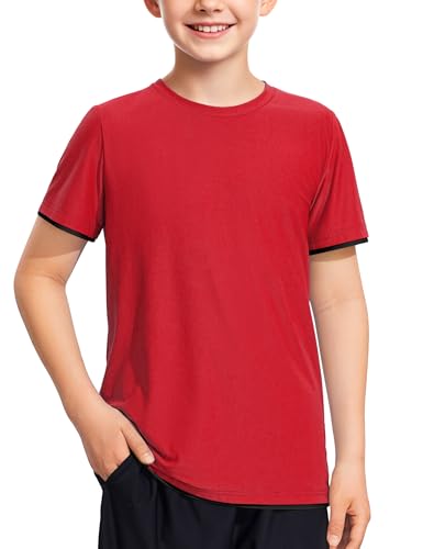 Image of Somaibo Boys Athletic Shirts Mesh Moisture Wicking Kids Short Sleeve