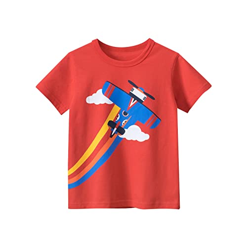 Boys Airplane Rainbow Graphic Shirts Kids Crewneck Short Sleeve T Shirt Toddler Tops Funny Cotton School Outfits