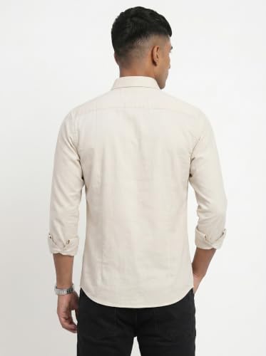 Image of DOXIC Men's Cotton Shirt with Spread Collar Neck Full Sleeves Classic Style Solid Pattern Regular Fit and Standard Length | Formal & Casual Wear Shirts