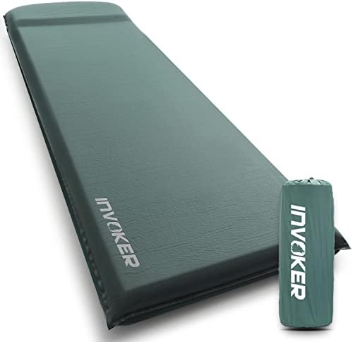 Self Inflating Memory Foam Camping Sleeping Mat - Pad with Built in Pillow, 3inch UltraThick Air Mattress Inflatable Durable Fast Inflating in 25s Comfortable for Tent Backpacking Travel Hiking