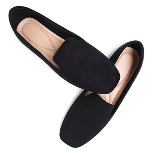 Image of Dear Time Women's Closed Toe Flats Shoes Comfortable Office Slip-on Casual Loafer Flats