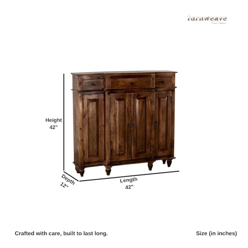 Image of Harvey Wooden Sideboard Cabinet for Living Room | Antique Wooden Cabinet for Storage Organizer with Doors | Cabinet for Home | Wooden Storage Furniture for Home | Walnut