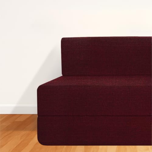Image of CELLBELL Comfy Sofa Cum Bed 5x6 Feet | Foldable Sofa Bed with Washable Fabric Cover, Soft Cushions & Sturdy Frame | Space Saving Dual Use Couch for Living Room & Guest Use (Maroon)