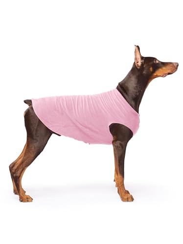 Image of Goldpaw Stretchy Fleece Jacket for Large Dogs - Super Soft, Warm Dog Sweater - Pet Sweater Vest for Fall and Winter - Canine Clothes Made in the USA - Machine Washable - Rose - Size 24